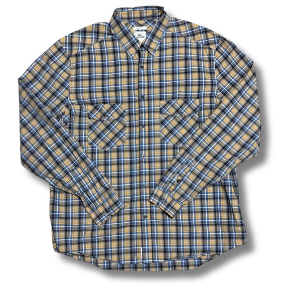 LACOSTE Men's Long Sleeve Button Down Plaid Modern Fit Shirt, Yellow/ Blue - XL - Picture 1 of 10